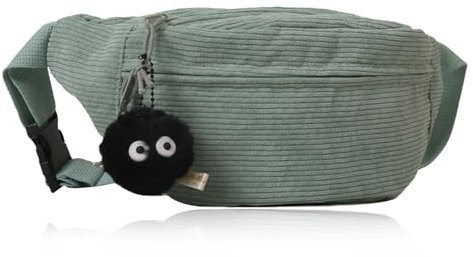 Rienan Bauchtasche Cord,Bauchtasche Damen Cord,Crossbody Bag Damen Cord,Unisex Bauchtasche Grün,Große Kapazität,Sporttasche,Vielseitige Reise-Gürteltasche Es Gibt Anhänger Geeignet für Shopping-Dates