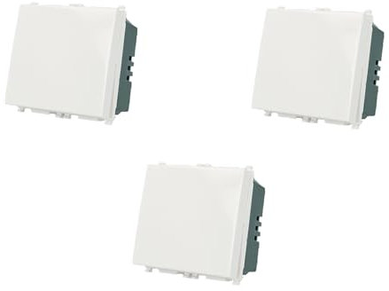 3 Pezzi Interruttore unipolare 1P 16A 2 Moduli compatibile con Vimar Plana colore Bianco incasso presa a muro confezione 3 pz