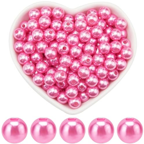 SOFPLATE 500 Stück 8mm Rosa Perlen Acrylperlen Runde Lose Perlen Mit Loch Bastelperlen Abstandsperlen Für Die Schmuckherstellung Zubehör DIY Halsketten Armbänder Ohrringe Ringe Erwachsener