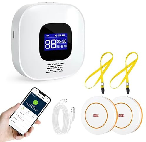 Alarmes et téléavertisseurs personnels sans fil VOCA pour personnes âgées, alarme d'urgence, bouton SOS, alarme panique, sonnette d'appel infirmière, système SOS pour la maison/personnel