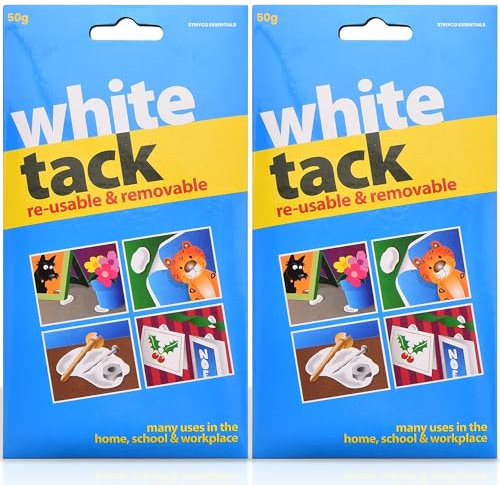 White tack - White tack non marking walls, Reusable, Non-Toxic, Strong Bond for Posters, Photos, Decorations & Craft.