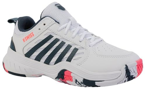 K-Swiss Court Express 2 Chaussures de Tennis, White Stargazer Neon Blaze, 33.5 EU
