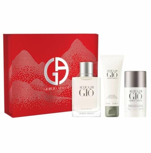Giorgio Armani Acqua Di Gio Geschenkset für Herren, Parfüm Edt, 100 ml, Deodorant Stick 75 g und Duschshampoo 75 ml