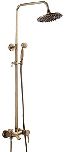 Colonne de douche vintage en cuivre avec hauteur réglable et système dissimulé Installation facile pour la maison ou l'hôtel Comprend une pomme de douche ronde à effet pluie design rétro