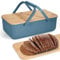 Boîtes à pain avec couvercle, boîte à pain avec poignées bleues, boîte à pain pour cuisine, spacieuse boîte à pain rétro en, pour conserver le pain longtemps et le garder frais, 38x21x13cm