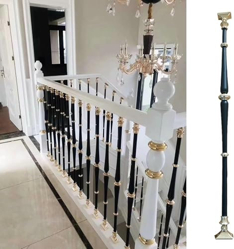 SAFWELAU Treppengeländer Eingangsgeländer Villa/Hotel-Geländer, Bodenmontierte Aluminium-Innentreppe Baluster mit Verstellbarer Halterung und Sockel(1 Pack)