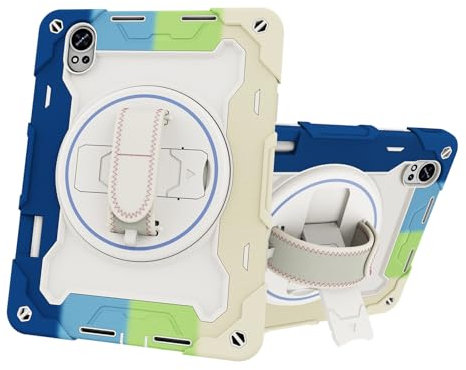 Tablet PC Taschen Hüllen Sleeves Kinderhülle Compatible with Huawei MatePad Air 12 Zoll 2024, elastische Mehrfachwinkelhalterung + 360° verstellbare drehbare Handschlaufe, drei-in-eins, bruchsichere S