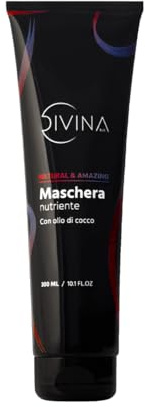 Maschera nutriente con olio di cocco per capelli mossi, ricci, super-ricci, afro Natural&Amazing di DIVINA BLK (300ml)