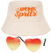 BOFUNX Apero Spritz Fischerhut Anglerhut + Retro Orange Brillen in Herzform Apero Party Hut Apero Geschenk für Apero Liebhaber Fasching Karneval Cosplay Kostüme Accessoires