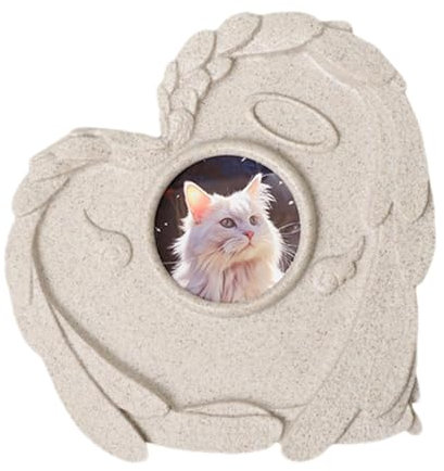 Pierre Commémorative pour Animaux,Stèle Funéraire pour Chien | Marqueur de Cimetière en Cœur avec Cadre Photo et Décoration Funéraire Commémorative