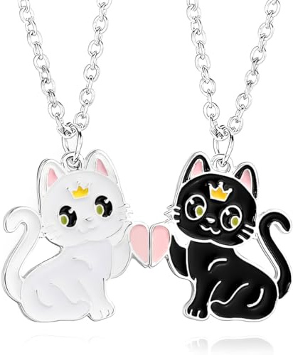 JEYORZY 2pcs Amitié Pendentif Collier, Collier d Amitie, Colliers Magnétiques BFF, Best Friends Forever Colliers, Meilleur Ami Cadeau D'anniversaire collier bff, filles chaîne pendentif, Noir et blanc