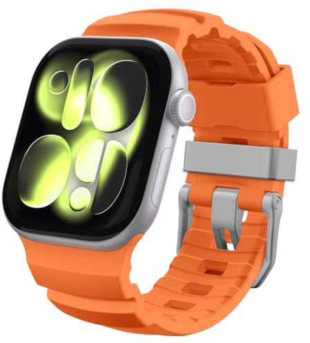 Spigen Basic Correa de Silicona compatible con Apple Watch Ultra 3/2/1 49mm, Series 11/10 46mm, Series 9/8/7-4/SE 45mm, 44mm - Naranja