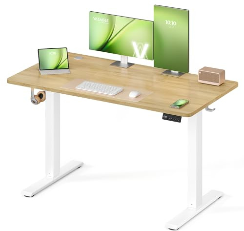 VASAGLE Schreibtisch Höhenverstellbar, Memory-Funktion mit 4 Höhen | 120 x 60 cm, Schreibtisch, Computertisch, Erinnerung bei langem Sitzen, für Büro, goldeichenfarben LSD312YA03