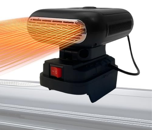 Autoheizung – ABS PTC 13x10x11cm Tragbarer Enteiser Mit Akku-Betrieb | 90° Kippfunktion Mit 2 Heizstufen | Kompatibel Mit BL-Akkus Für KFZ, LKW, Und Outdoor-Nutzung