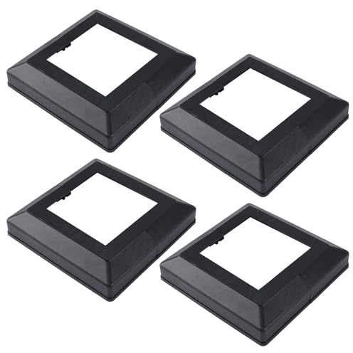 UFURMATE Post Base Cover, 4Pcs 4.72x4.72in Plastic Post Base Cover Plates Decorative Split Post Skirt Cover Square Railing Base Cover for Stair Handrail Fence (Black)