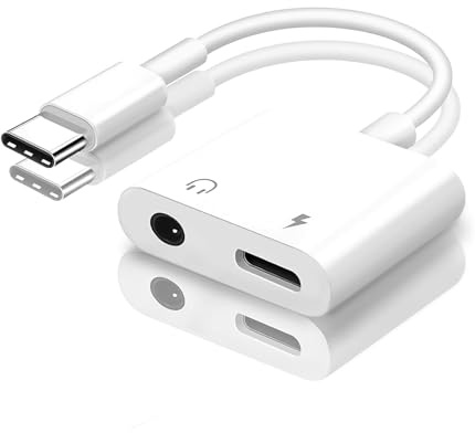 AEAOA 2-in-1-Adapter, USB C auf 3,5-mm Klinkenstecker, Kopfhörer und Ladegerät, Kopfhörer-Adapter, Klinke 3,5 Splitter, MFi-Zertifiziert, kompatibel mit iPhone 17/16/15 Pro/Pro Max/Plus, iPad