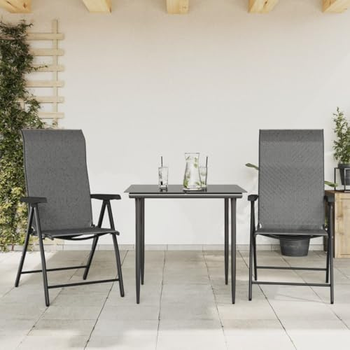 Owoxanthellate 2er Set Klappstühle Polyrattan Gartenstuhl höhenverstellbar 69x54,5x111 cm Armlehne Rückenlehne Grau Modernes Design für Balkon Terrasse und Camping