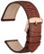WOCCI 18mm Uhrenarmband Leder für Damen und Herren, Geprägtes Alligator, Roségoldene Schnalle (Braun)