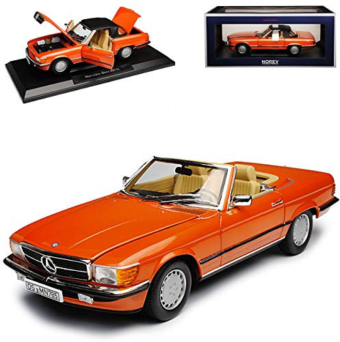 Norev Mercedes-B 300SL R107 Cabrio Inca Rot Metallic mit Soft Top 1971-1989 1/18 Modell Auto