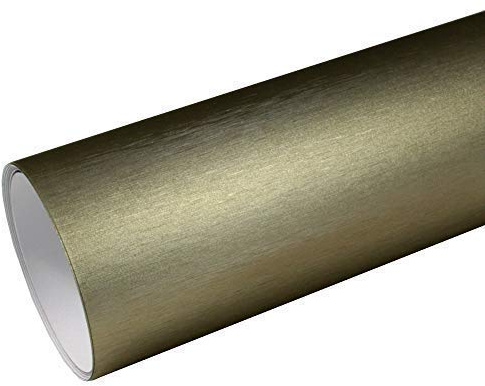 Rapid Teck® 8,55€/m² AutoFolie Serie z560 Chrom 3D Brushed Gold 1m x 1,52m Alu gebürstet selbstklebende Premium Car Wrapping Folie mit Luftkanal