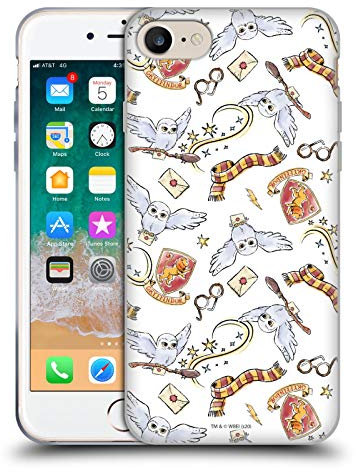 Head Case Designs Officially Licensed Harry Potter Hedwig Owl Pattern Deathly Hallows XIII Soft Gel Case Compatible With Apple iPhone 7/8 / SE 2020 & 2022
