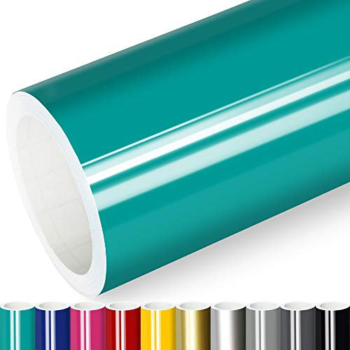 Actinium® Klebefolie 9€/m² Türkis Glanz | 5m x 0,31m selbstklebende Folie glänzend | Möbelfolie selbstklebend Küchenfolie Plotterfolie