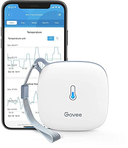 Govee WiFi Termometro Igrometro, Termoigrometro da interno con notifica APP Archiviazione dati Casa Camera da letto Frigorifero Cantina Garage Serra