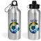 Print Maniacs Personalised Water Bottle School Sport Cap Drink White Silver 600ml or 400ml Aluminium Kid Boys Girls Biking Gift Football (Silver, 400ml)