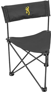 Browning Dakota Hunting and Camping Chair - Compact and Foldable Steel Frame with 3 Legs, Extra Wide 600D Fabric Seat, Angled Back, and Shoulder Carry Bag