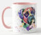 Vixar Boxer Bully Dog Pet Watercolour Art Coloured Mug Cup Gift Birthday Work Office Christmas Tea Coffee (Pink)
