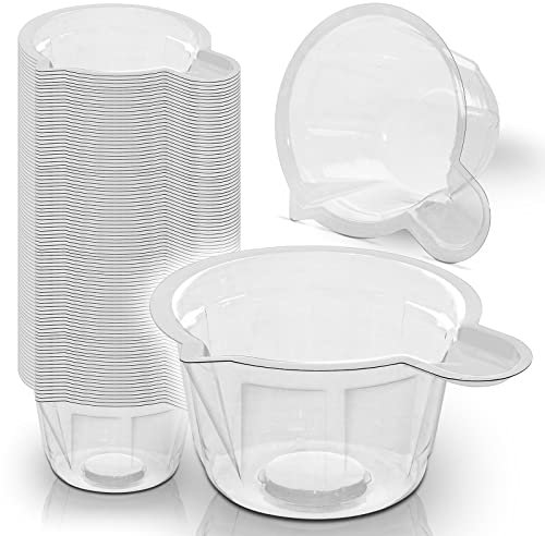 100pcs – RE-GEN 40ml Plastic Measuring Cups Fluid Mixing Dispensing Pots with Handle | Ideal for Dispensing, Mixing, Pouring, Paint, Epoxy Resin, Oils, Liquids, DIY, Arts & Crafts, Lab