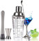 Cocktail Shaker, Mixer, Glas Shaker 14oz mit Messbecher und Rührlöffel und Barkeeper-Set aus Edelstahl