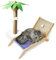 PETKARAY Cat Hammock with Coconut Palm Tree Scratching Post, Beach Chair Elevated Cat Bed
