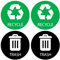 Recycle Sticker for Bin - Perfect Bin Stickers For Refuse Cans - 5 by 5 - Ideal Bin Signs for use in Home or Office - Suitable for Indoor or Outdoor use - 4 Pack - Green for Recycle, Black for Trash