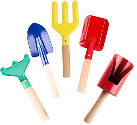 Yardwe 5st Gartenwerkzeug-Set Spielzeugwerkzeuge Landwirtschaftliche Rechen Landwirtschaftliche Gabel Arbeitsschaufeln Gartenbepflanzung Liefert Pflanzgabel Kind Holz Mini Kleine Schaufel