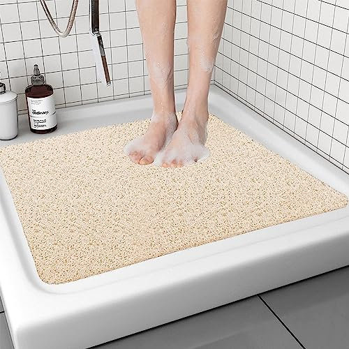Duschmatte rutschfest, Luffa Badematte,Weich Komfort Duschmatten Badewannenmatte Duscheinlage rutschfest Kinder, Familien & Senioren (Beige, 60 x 60 cm)