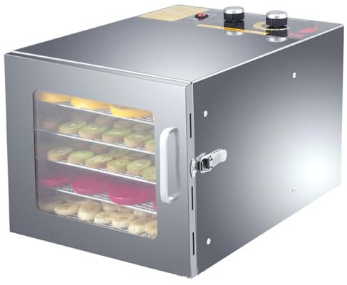 Cashwise Food Dehydrator Machine 6 Tray with Adjustable Temperature Control and Timer, Commercial Drying Fruits Food Dryer for Drying Meat and Vegetables Fish Jerky Herb