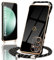 Micoden Handykette für Samsung Galaxy S23 FE Hülle mit Band, Necklace Handyhülle Kameraschutz Herz Love Design Galvanik Silikon TPU Case Kordel zum Umhängen Schutzhülle für Samsung S23 FE,Schwarz
