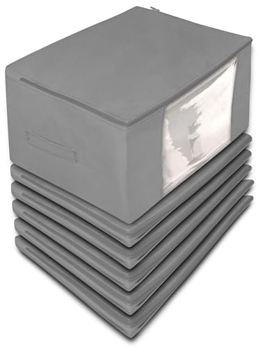 COVER IT Unterbett Aufbewahrungsbox - Kleiderschrank Organizer für Bettdecken Grau 60x45x30cm - 6 Stück Klamotten Aufbewahrung Aufbewahrungstasche Kleidung Kleideraufbewahrung