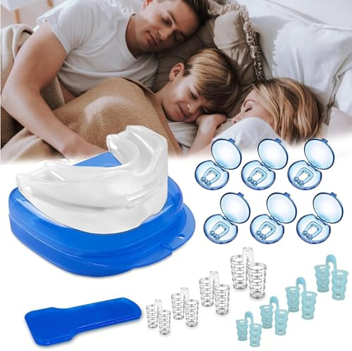 sunnilly Lot de 16 stoppeurs de ronflement, anti-ronflement, anti-ronflement, séparateur de nez, clip nasal magnétique, réutilisable, attelle de morsure contre le grincement des dents