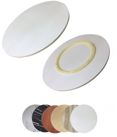 Holz Lazy Susan Drehplatte 60 70 80 cm Drehbare Servierplatte, Großer Esstisch Drehteller für Küche, Runder Tischplatte Drehtablett 360° Drehbare(White-B,60cm/24)