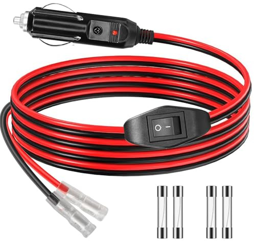 RUNCCI-YUN 12V/24V Zigarettenanzünder Stecker Kabel, mit Schaltknopf 14AWG 15A Auto-Zigarettenanzünder-Stecker Stromkabel,Zigarettenanzünder Verlängerungskabel(1M/3.28FT)