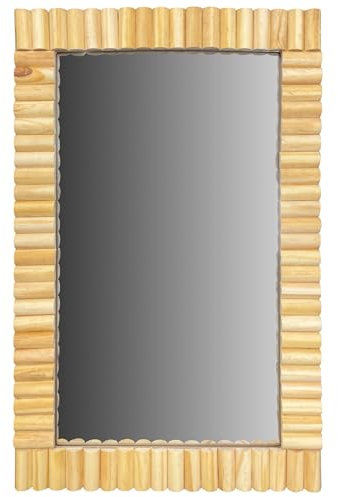 Rea Miroir mural Boho 55 cm KLNA-MR01 Miroir de salle de bain boho Rectangulaire (beige, bambou)