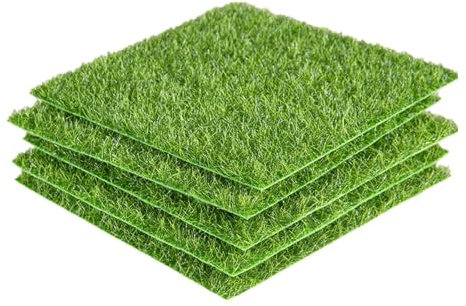 Sharplace Grass Rugs Fake Grass Turf Patch Kit Accessory Lightweight for Chicken Nesting Pads Garden Grass Tiles Multifunctional, 15x15cm 5Pcs