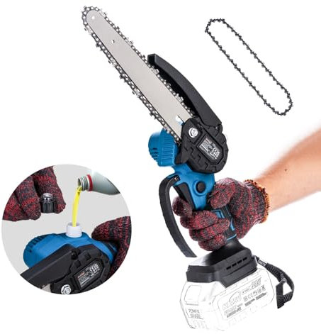 KATSU FIT-BAT 21V Brushless Cordless Chainsaw 8 Inch Handheld Electric Chain Saw with Extra Chain, for Garden Tree Branches Pruning Wood Cutting, Without Battery (Budget) 102777