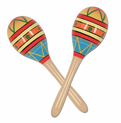 A Beistle Creation 60951-8 Beistle Lot de 2 maracas en bois Multicolore
