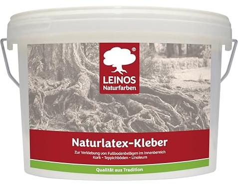 LEINOS Naturlatexkleber 10,00 kg – lösungsmittelfreier Kontaktkleber auf Naturkautschukbasis – für Teppiche, Kork, Leder, Filz, Linoleum & Papier – ideal für ökologische Anwendung