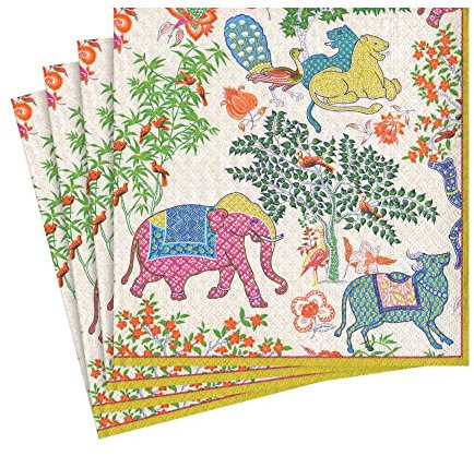 Caspari Les Jardins De Mysore Serviette im Lunchformat, Multi Color