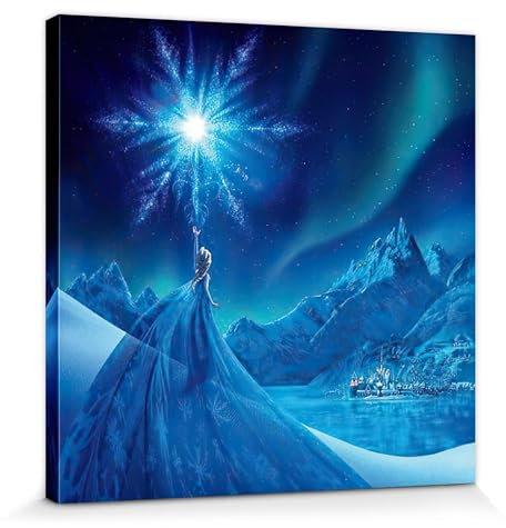 1art1 Die Eiskönigin Poster ELSA Eisstern Bilder Leinwand-Bild Auf Keilrahmen | XXL-Wandbild Poster Kunstdruck Als Leinwandbild 30x30 cm
