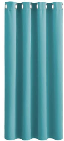 PONY DANCE Gardinen Kinderzimmer Junge 1 Stück H 158 x B 132 cm Kurzer Vorhang Blickdicht Thermo Vorhänge gegen Hitze Verdunkelungsvorhang Ösenschal, Hellblau